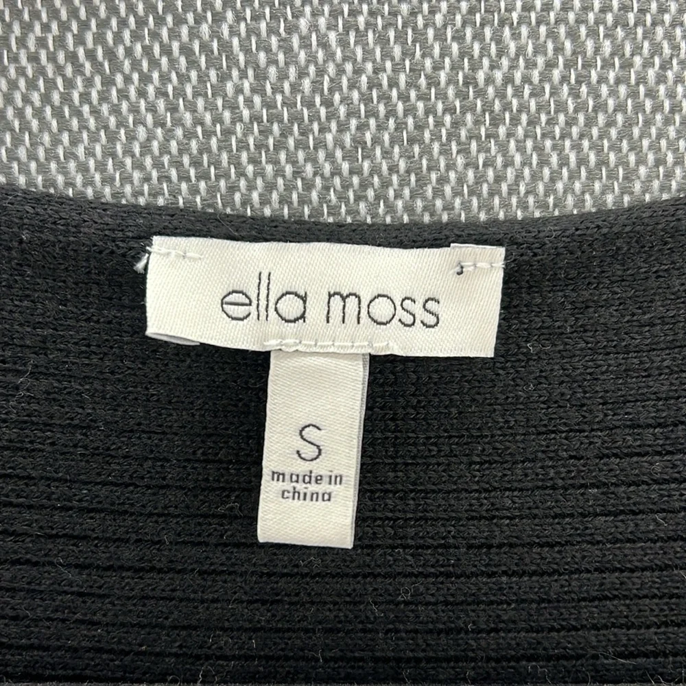 Ella Moss Women‎ Black V Neck Long Sleeve Loose Fit Knit Sweater Size S